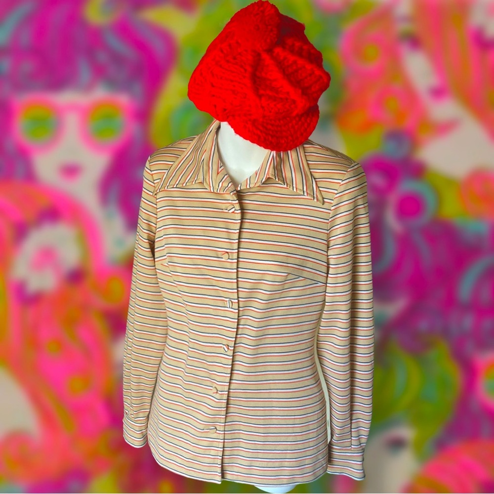 Vintage Joe Frank of Houston polyester dagger collar blouse
